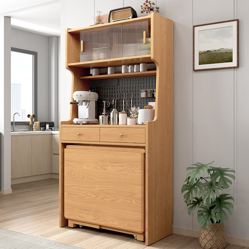 Senneng solid wood sideboard dining table integrated wall storage cabinet wine cabinet modern simple storage cabinet kitchen with dining table side cabinet sideboard + 1.4m solid wood dining table + dining chairs * 2