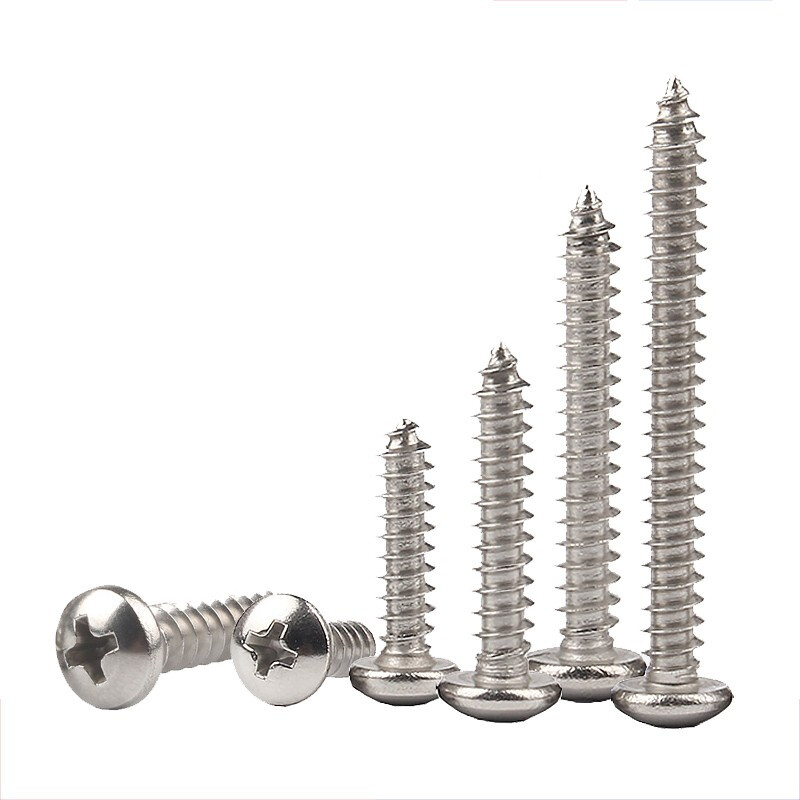 Guwanji 304 stainless steel cross round head self-tapping screws PA cross pan head self-tapping screws small screws self-tapping M3*10 (100 pieces)
