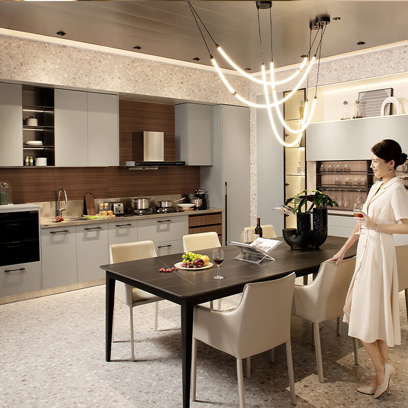 Baineng stainless steel simple modern integrated cabinet custom deposit light yellow