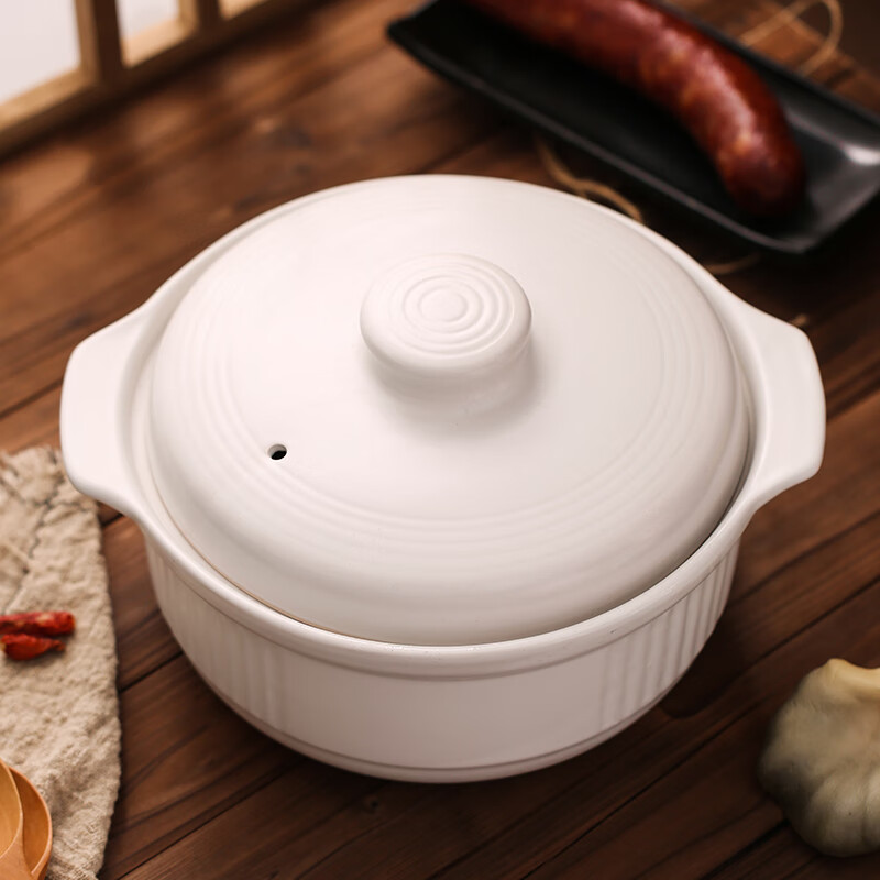Kangshu (KANGSHU) casserole stew pot large capacity high temperature resistant stew soup pot porridge soup gas special stone casserole soup pot white stew pot 1.1L (single) damaged free replacement