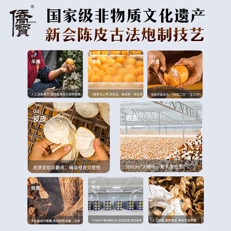 Qiaobao Xinhui Tangerine Peel 2020 120g Heritage Gift Box Tianma Production Area Authentic Tangerine Peel New Year's Day Gift for Elders