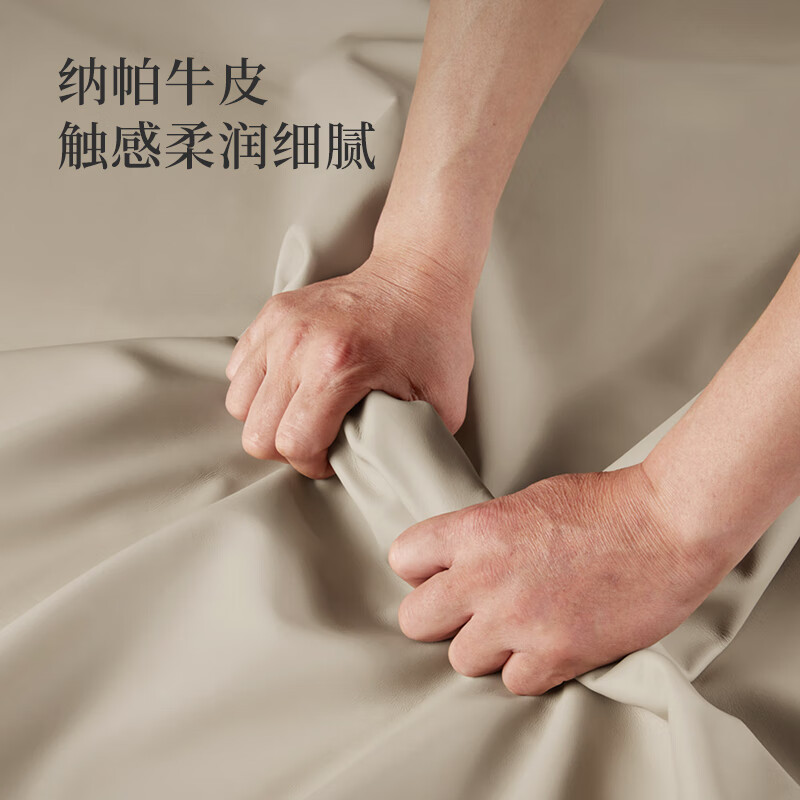 Gujia Home Store's same style modern light luxury semi-green leather bedroom master bedroom double bed 8133 cocoa black 1.8*2.0m