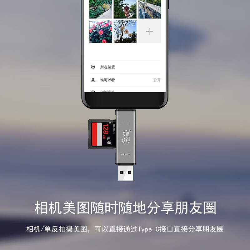 Chuanyu 2.0 high-speed mobile phone card reader sd card all-in-one mini tf memory card Typec Android otg multi-function suitable for cameras and computers USB2.0+ storage box