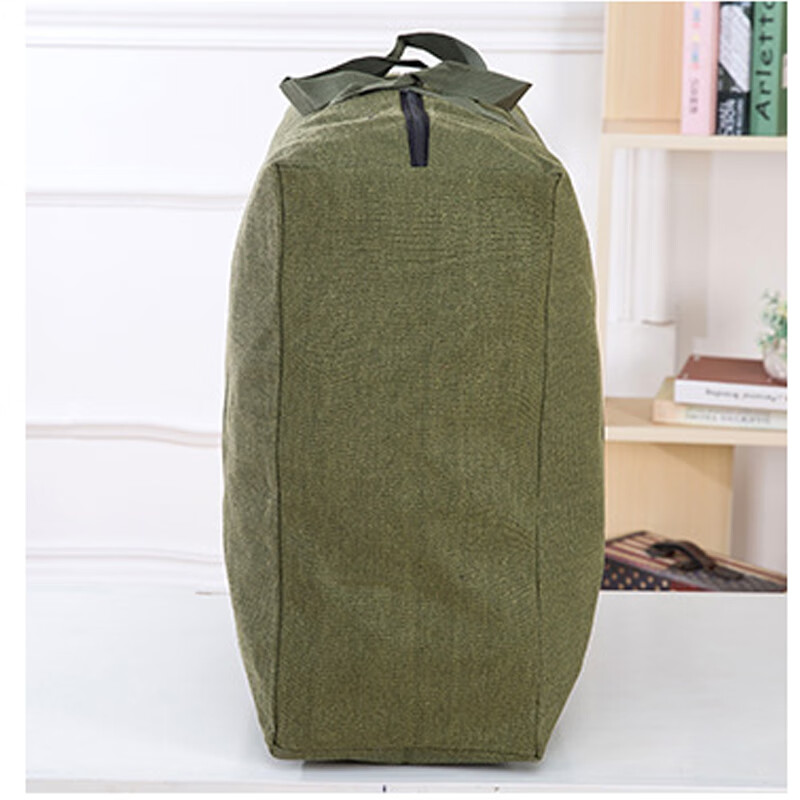 Chugexi canvas moving bag extra large thickened luggage packing bag quilt sundry storage bag dormitory extra large capacity bag extra large army green 85*25*50cm 1 piece