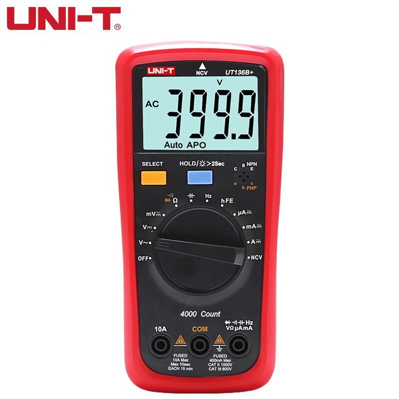 UNI-T multimeter high-precision digital multimeter automatic range anti-burn anti-mismeasurement multi-purpose electric meter voltage and current meter NCV large capacitance measurement UT136B+