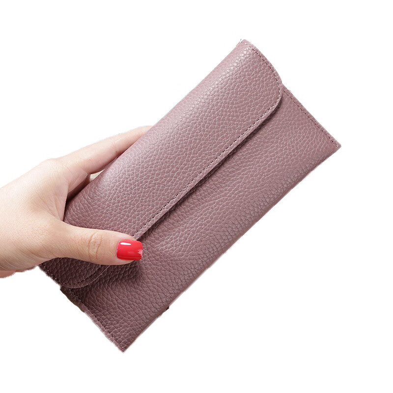 Kangaroo (KANGAROO) new women's bag women's long wallet women's fashion bag thin student wallet simple buckle card slot wallet pink