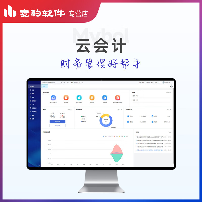 Cloud Accounting Software Financial Software Accounting System Online Accounting Cashier Fixed Asset Management Salary Tax Accounting Cashier Agency Accounting Buyout Version Web Version | Single User | Lifetime