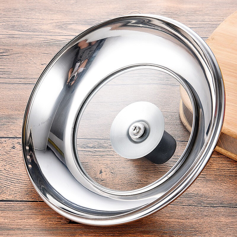 ASD adapted stainless steel pot lid Universal visual stainless steel combination lid Tempered glass 24cm Thickened 6