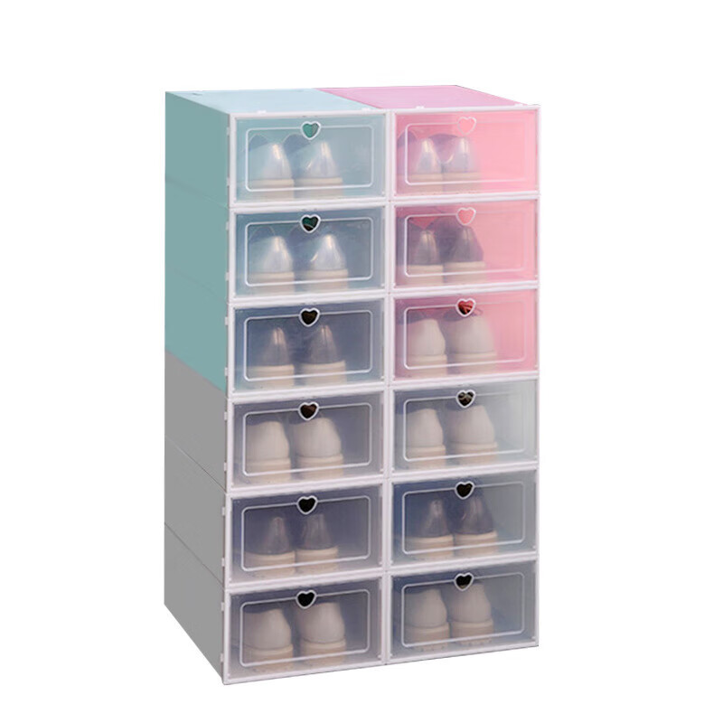 Dai Hongrui Dad Thickened Shoe Box Transparent Plastic Flip Shoe Rack Shoe Cabinet Space-Saving Dormitory Storage Artifact Household Large Shoe Round Hole Large Mysterious Black