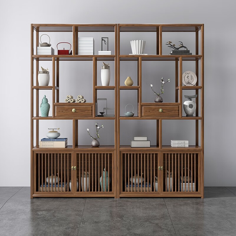 Taijiang Bogu rack, new Chinese style solid wood antique rack, multi-layer display cabinet, living room decorations, tea rack, Duobao Pavilion wine cabinet, bookshelf, new Chinese style Bogu rack, pair (2m)