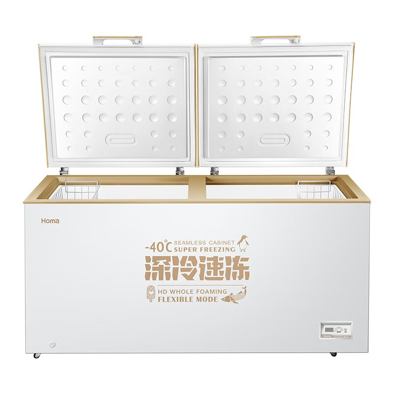 Homa 508 liter commercial refrigerator freezer computer temperature controlled large capacity horizontal freezer BC/BD-508EMBF deep cold brown