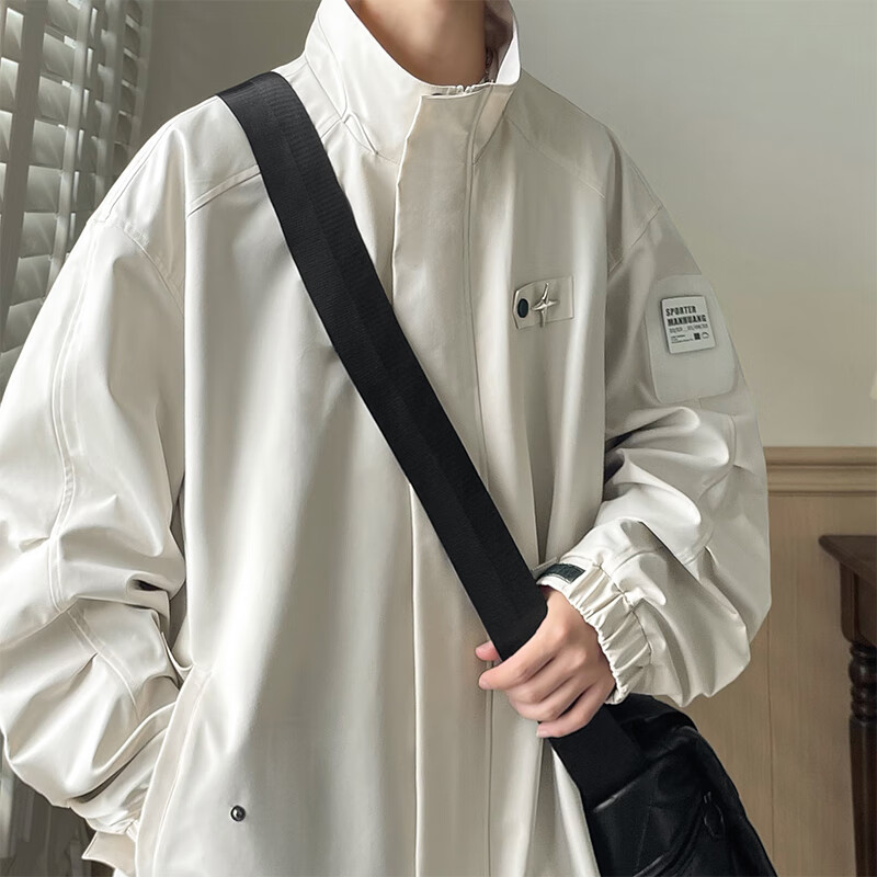 Foss Phil Men's Jacket Workwear Youth Hong Kong Style Handsome Simple Casual Jacket Thickened Warm Jacket Autumn and Winter Men DJS-Q2125 Apricot L 115 Jin-130 Jin