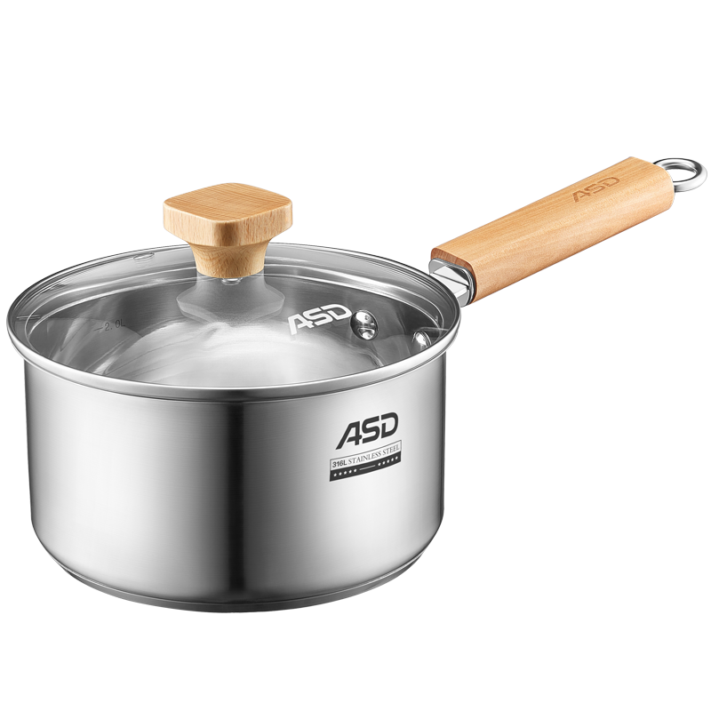 Aistar milk pot 316L stainless steel uncoated food supplement milk pot baby special hot milk cooking noodles instant noodles small soup pot 316L stainless steel milk pot 18cm 2.3L