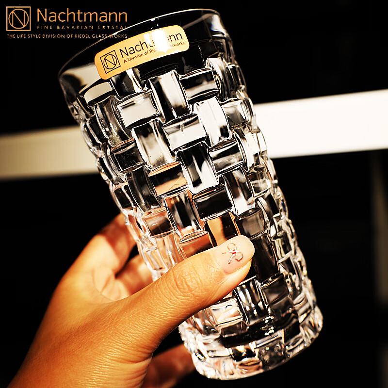 Nachtmann, Germany, imported crystal glass, wine, whiskey, beer glass, beverage, juice, water cup set, 6 tall cups 390ML + stainless steel water cup holder
