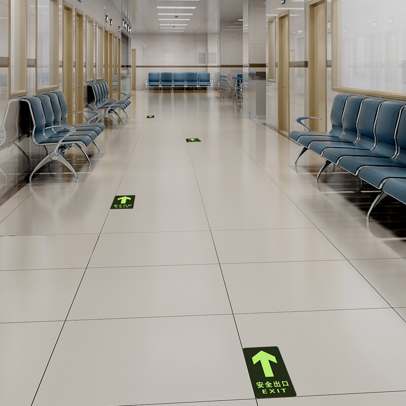 Quxing Fire Floor Stickers Safety Exit Straight 6 Pieces Wear-Resistant Floor Stickers Fire Escape Evacuation Signs