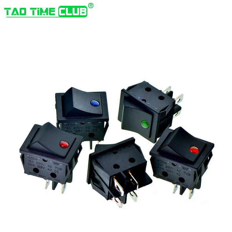 KCD4 boat switch boat switch rocker power button 4 6-pin red light green light 31x25mm16A250V 4-pin 2-speed red light (2 pcs)