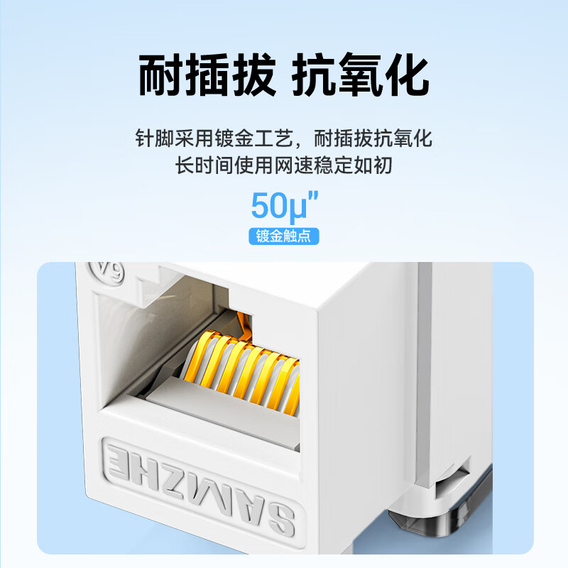 Shanze Network Port Panel Category 6e 10 Gigabit Ethernet Cable Free Module Panel Socket Set 86 Type Thickened One Computer Flame Retardant Panel + Category 6e Module SZ-MBT09