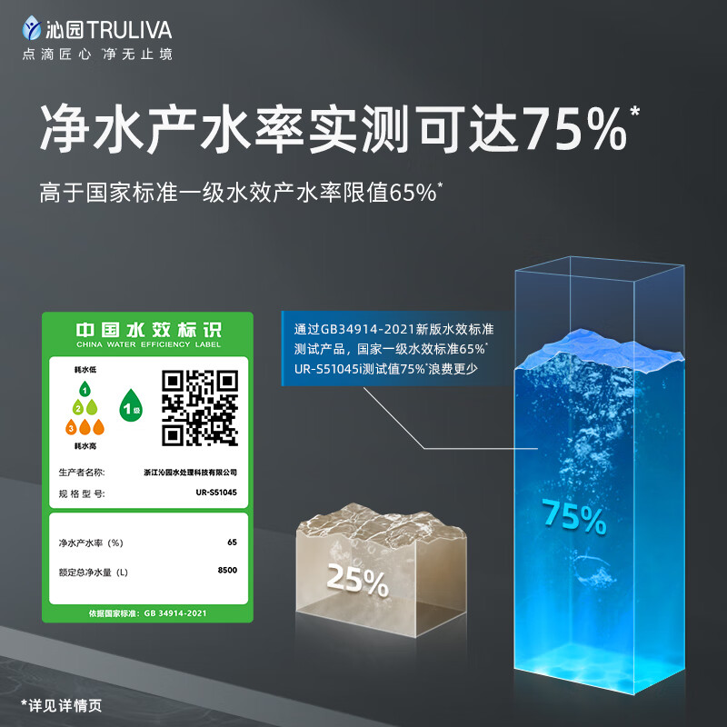 Qinyuan water purifier Beluga 1000Gpro 6-year RO reverse osmosis filtration water purifier best-selling list kitchen under-counter direct drinking purifier UR-S51045