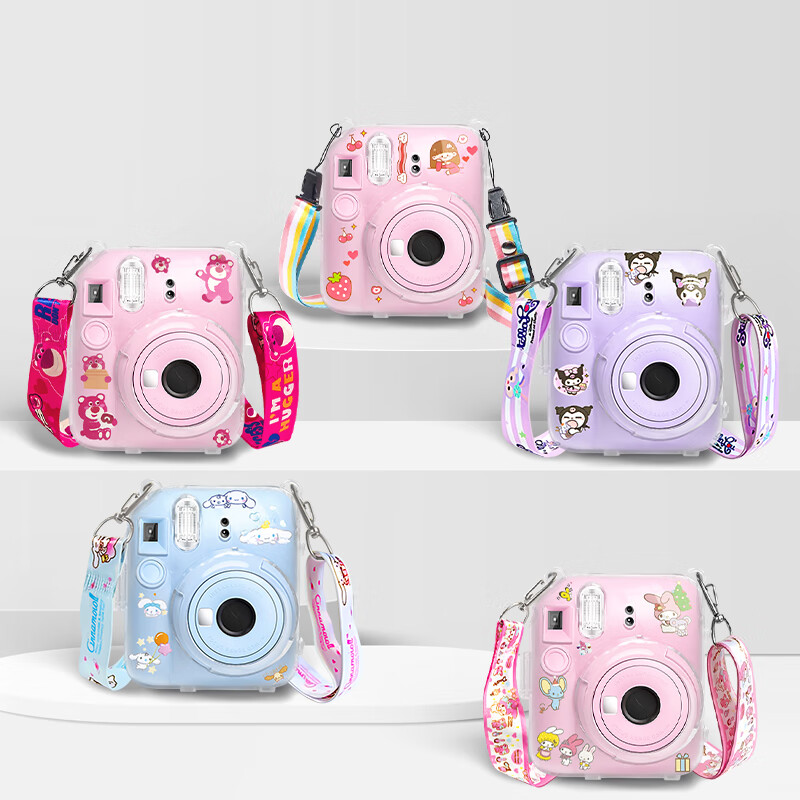 Runzhe is suitable for Fuji Polaroid Mini12 protective case, mini11/SE camera bag, transparent crystal case, silicone case, magic anti-fall and dustproof, adaptable to various scenes, upgraded mini12 crystal transparent case, free star strap + sticker