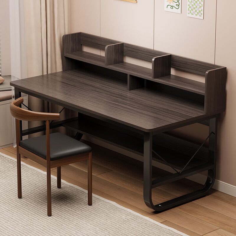 BENMUZIZAI primary and secondary school student desk bookshelf integrated home computer desk desktop simple learning writing desk office desk desk and chair combination-100cm warm white