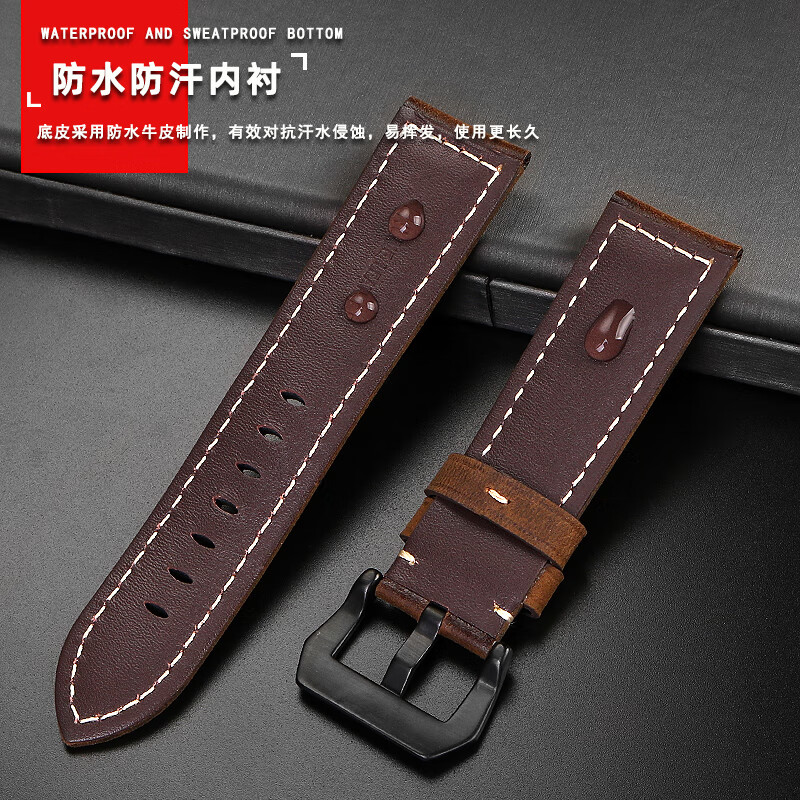 Beautiful My Lai adapts to Citizen Eco-Drive Black Warrior CA0615 AT9097 CA0775 series genuine leather watch strap accessories black black pin buckle 22mm width