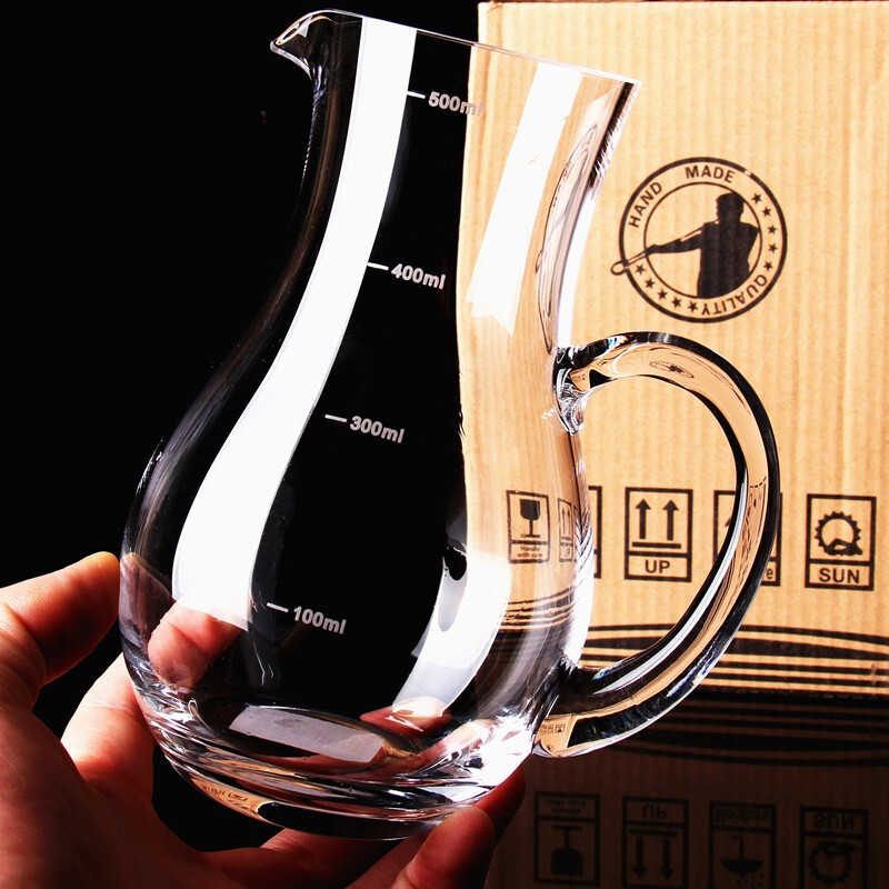Saint Randy white wine divider with scale, red wine decanter, white wine jug, bottle, crystal glass measuring cup, gourd-shaped, single price/big belly wine divider with scale, 500ml HF big belly wine divider
