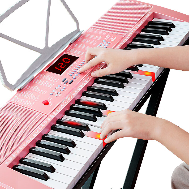 Meirkergr MK-288 pink smart version + piano stand 61-key multi-function teaching electronic keyboard for children beginners musical instrument connection microphone headset mobile phone pad with piano stand
