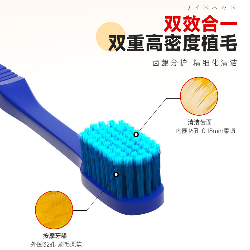 Jian wide-head toothbrush with soft bristles for adults, household high-end toothbrushes, 10 pieces (random color)