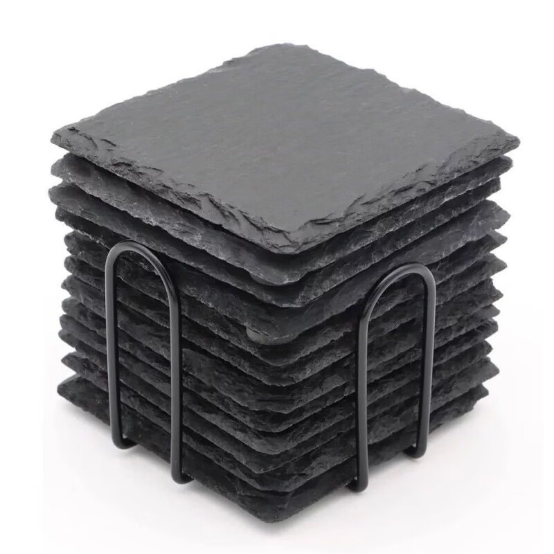 Natural rock coaster Japanese slate coaster insulation pad bar restaurant slate coaster set wholesale round coaster 10cm*10cm