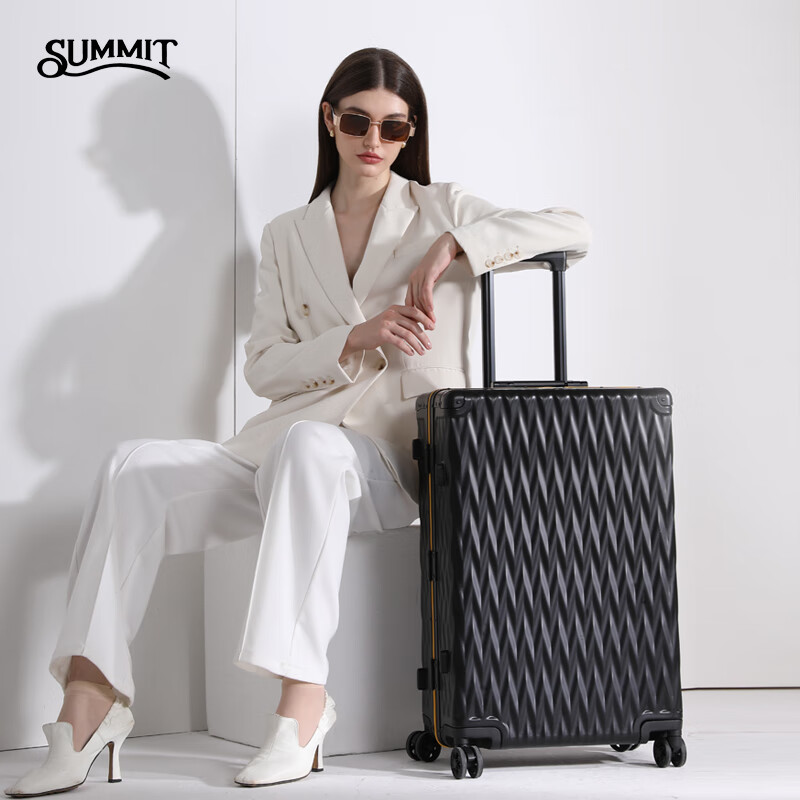 Shamit 20-inch aluminum-magnesium alloy suitcase all-metal business high-end suitcase anti-pressure silent wheel trolley case black