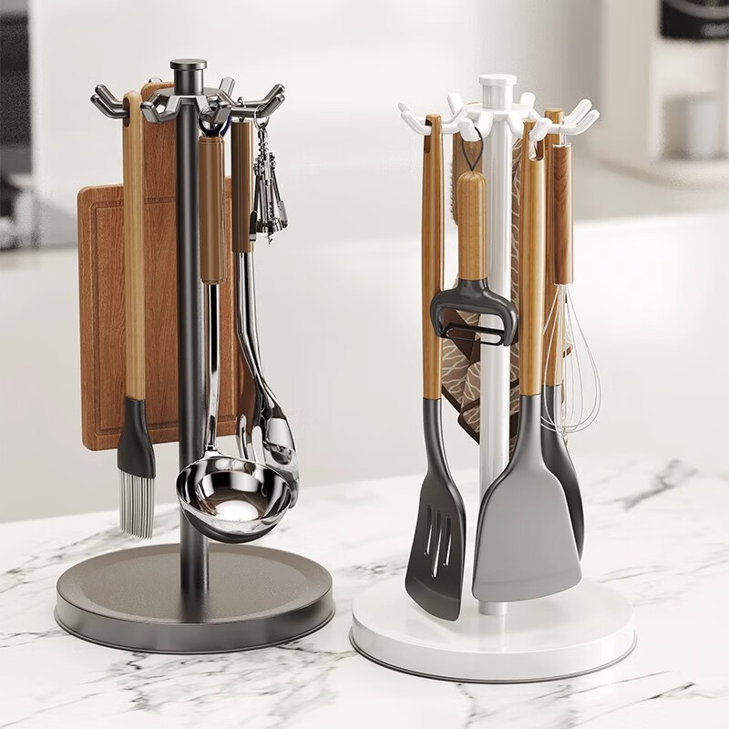 Hu Xiansen rotating spatula storage rack kitchen supplies hook rack household multi-functional countertop kitchen utensils spoon storage rack
