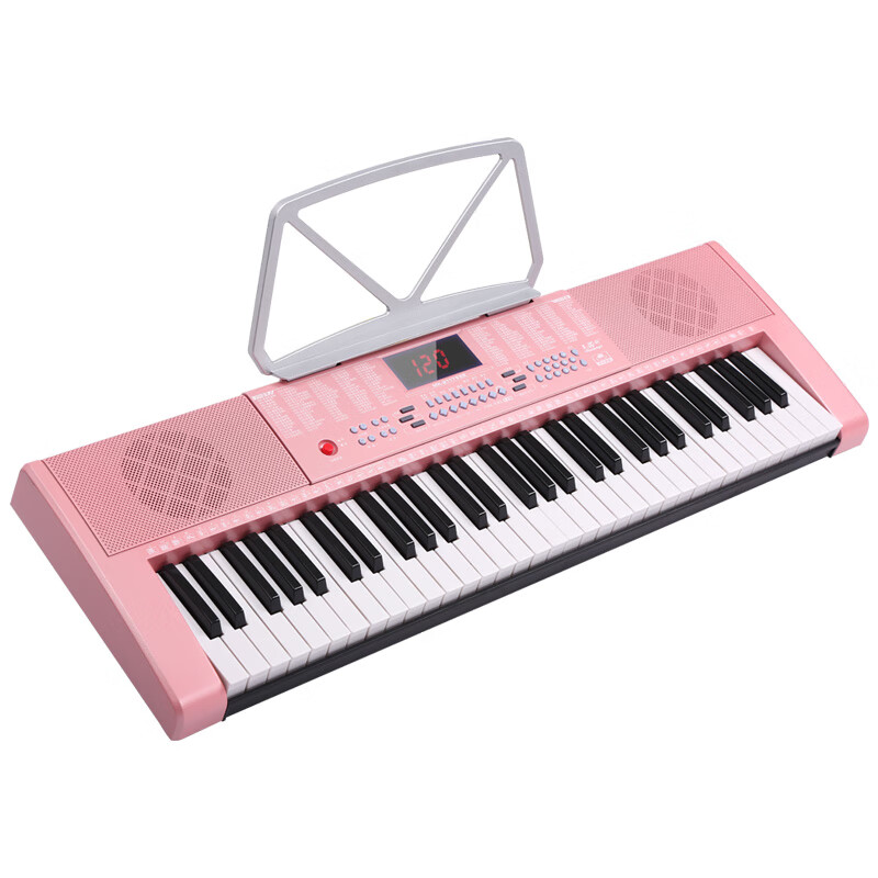 Meirkergr MK-288 Pink Basic Version + Piano Stand 61-Key Multi-Function Teaching Electronic Keyboard Children's Beginner Musical Instrument Connected to Microphone Headset Mobile Pad with Piano Stand