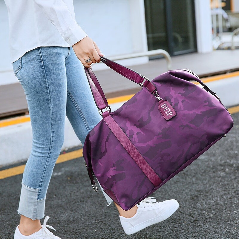 CRISP KERREIN Hong Kong brand travel bag women's short-distance portable luggage bag large capacity travel bag Korean version boarding bag fitness bag trendy purple 1010 ready for delivery on the same day