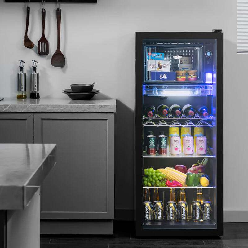Xinfei (Frestec) ice bar refrigerated cabinet fresh cabinet European style constant temperature red wine cabinet hotel home living room refrigerator mini small single door office fresh display display sample tea beverage cabinet 232 liters black 23L independent freezer + with purple light + with lock