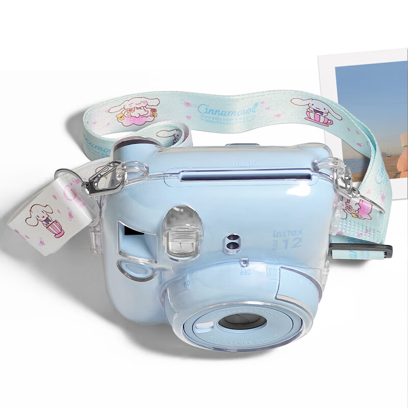 Runzhe is suitable for Fuji Polaroid Mini12 protective case, mini11/SE camera bag, transparent crystal case, silicone case, magic anti-fall and dustproof, adaptable to various scenes, upgraded mini12 crystal transparent case, free star strap + sticker
