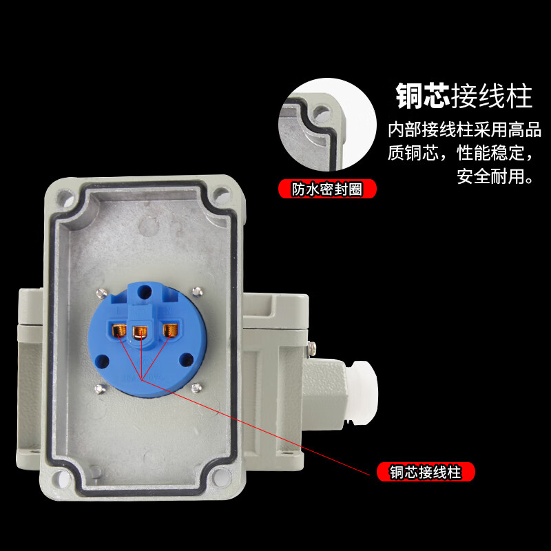Explosion-proof socket 220V five-hole exposed and concealed universal 10A/16A multi-hole 86 type industrial waterproof outdoor socket 5-hole socket