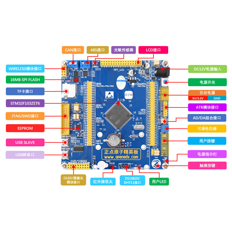 Punctual Atomic Elite STM32F103ZET6 ARM Development Board Embedded Learning Kit Strong 51 Microcontroller Elite + 2.8-inch screen 320*240