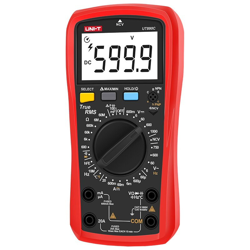 Uni-T digital multimeter UT890D digital display multi-function meter measuring voltage, ammeter, capacitance multi-meter, full range burn-proof UT890C (temperature measurement)