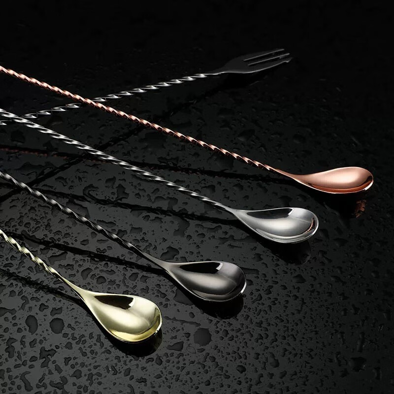 Bar Soul Japanese Reverse Bar Spoon Bar Spoon Thin Thread Stirring Spoon Bar Mixing Spoon Bartender Testing Spoon Bar Utensils Mixing Tools 30cm Mirror Version