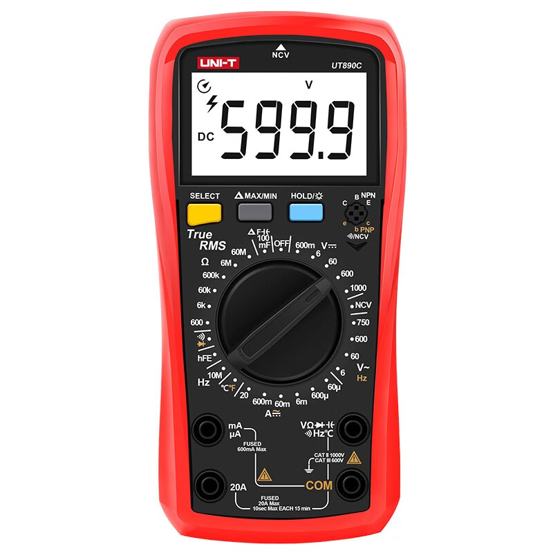 Uni-T digital multimeter UT890D digital display multi-function meter measuring voltage, ammeter, capacitance multi-meter, full range burn-proof UT890C (temperature measurement)