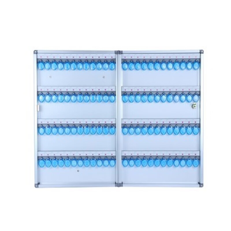 Key storage box aluminum alloy wall-mounted 24-bit key box property agency key hanging plate key chain ring 120-bit key box (including blue key tag)