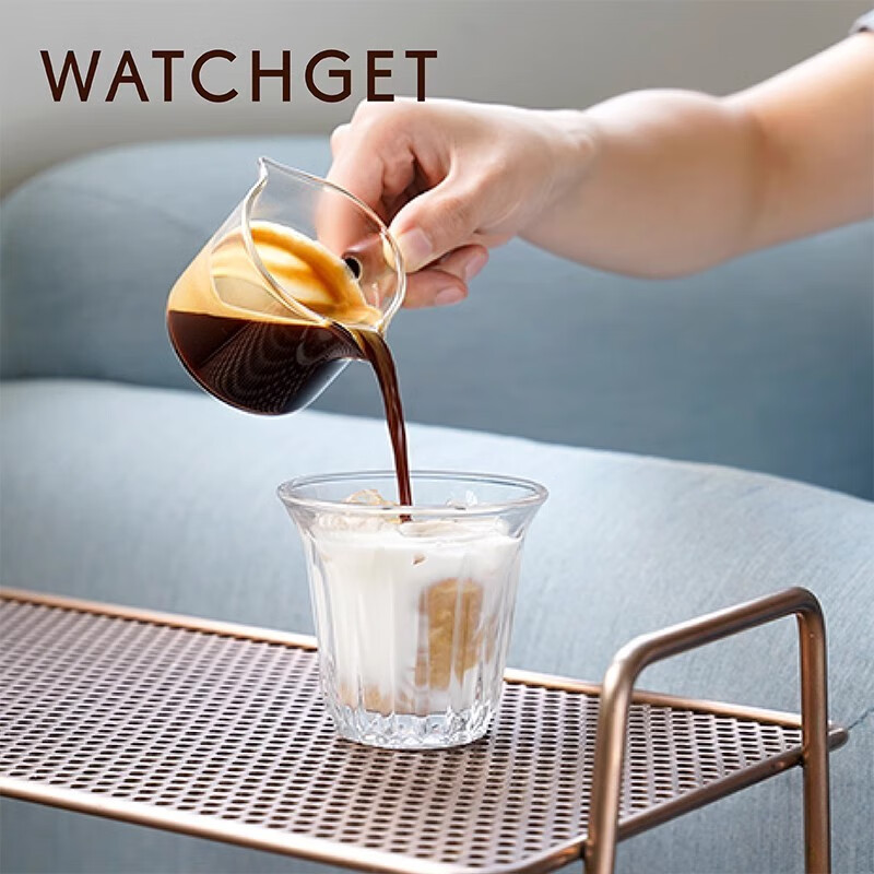 Watchget glass ounce cup Italian milk cup coffee espresso extraction liquid cup with scale wooden handle wooden handle double mouth round bottom 150ml