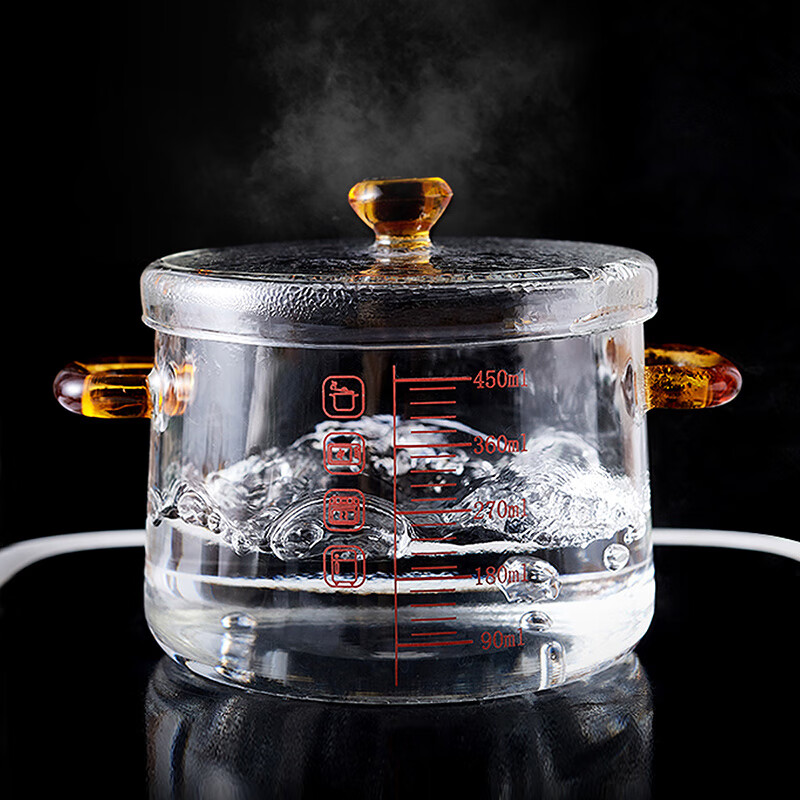 Chino steamed egg bowl, special baby high temperature resistant stew pot, small steamed egg household bowl with lid, baby steamed egg custard stew pot, amber binaural stew pot - medium size