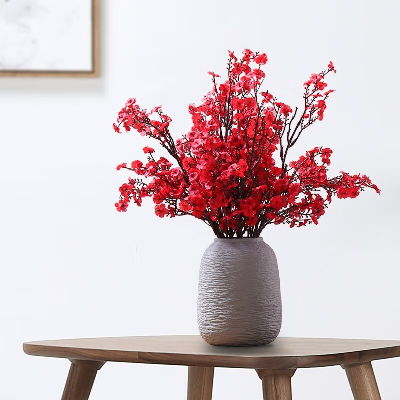 Puji Creative Ceramic Vase Nordic Simple Living Room Coffee Table TV Cabinet Flower Arrangement Dining Table Surface Hydroponic Dried Flower Decoration Ornaments White Single Ceramic