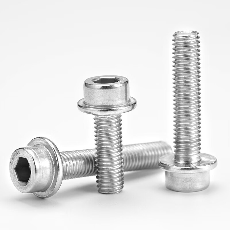Bairite 304 stainless steel hexagonal toothed flange surface screw cylindrical head padded anti-slip bolt screw screw M6*20 10 pieces