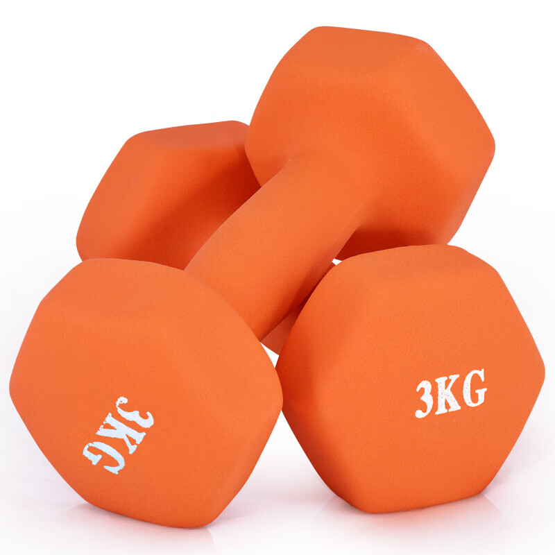 Chengyue Color Dip Plastic Dumbbell Men's and Women's Home Fitness Shaping Equipment Combination Set 3kg*2 Vibrant Orange CY-135