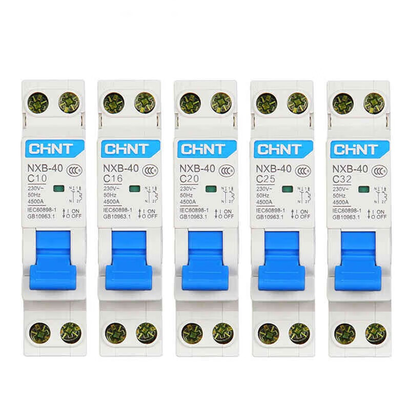 Chint (CHNT) household air switch NXB miniature circuit breaker 40 frame 1P+N overload air switch NXB-40-1PN-C10 16A