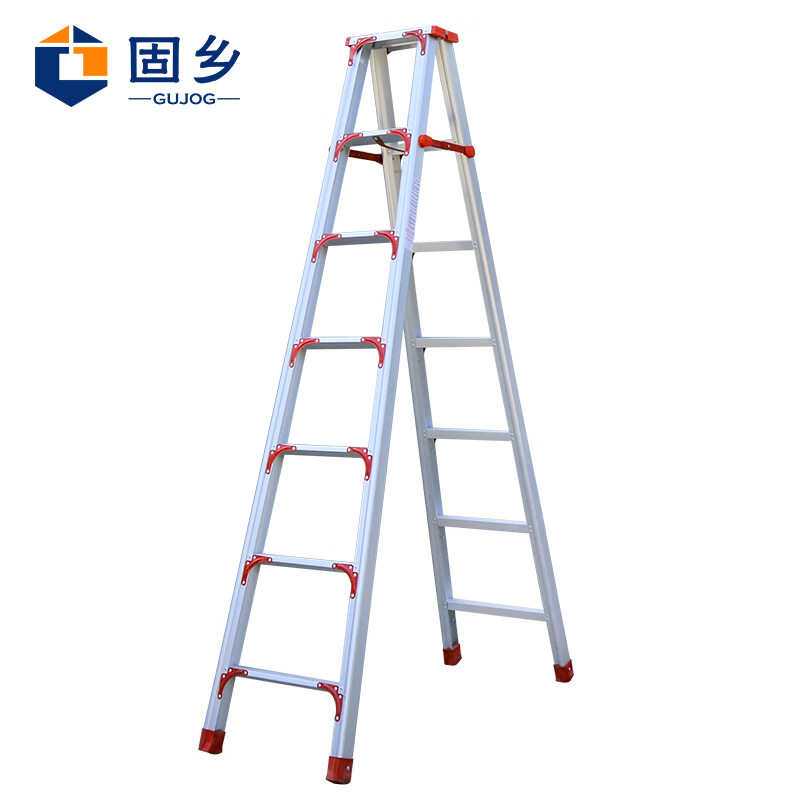Guxiang aluminum alloy Kuanbang herringbone ladder 2.5M widened and thickened reinforced herringbone ladder engineering ladder indoor and outdoor aluminum ladder reinforced 2.5m