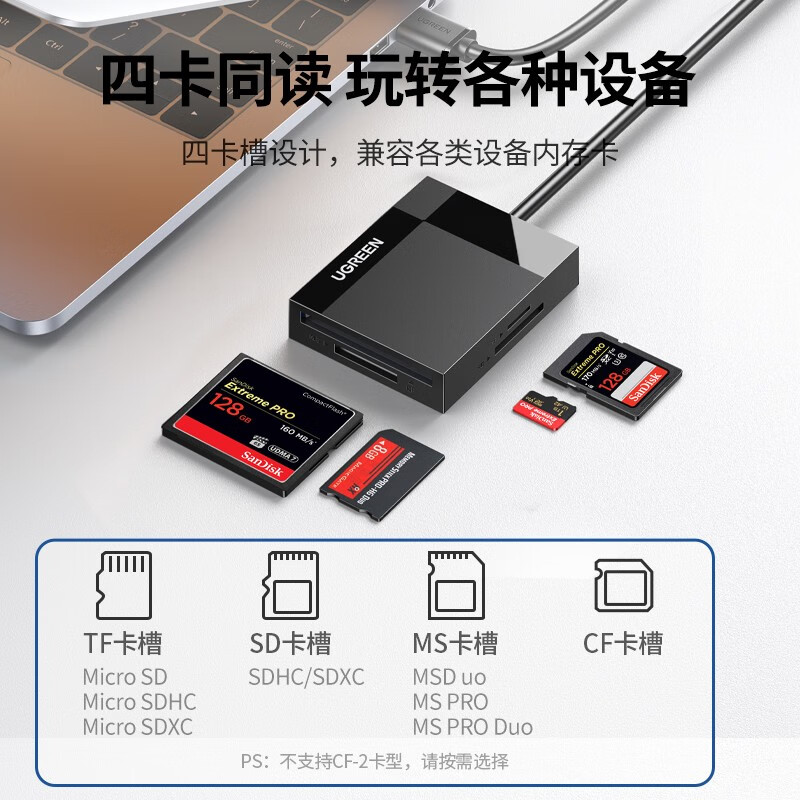 Greenlink multi-function all-in-one card reader USB3.0 high-speed supports SD/TF/CF/MS, suitable for cameras, driving recorders, surveillance cameras, mobile phone memory cards, USB3.0 multi-card multi-read, 0.5 meters
