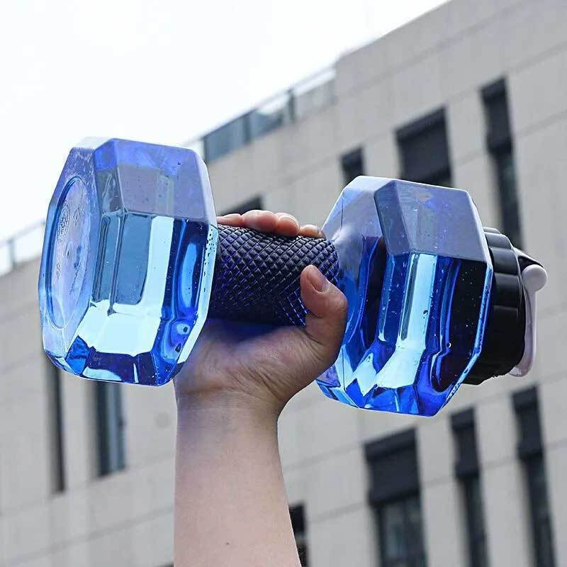 Adjustable weight men's household dumbbells large kettle fitness women's outdoor hexagonal dormitory exercise equipment water cup blue/2600ml/cannot hold hot water, two pack